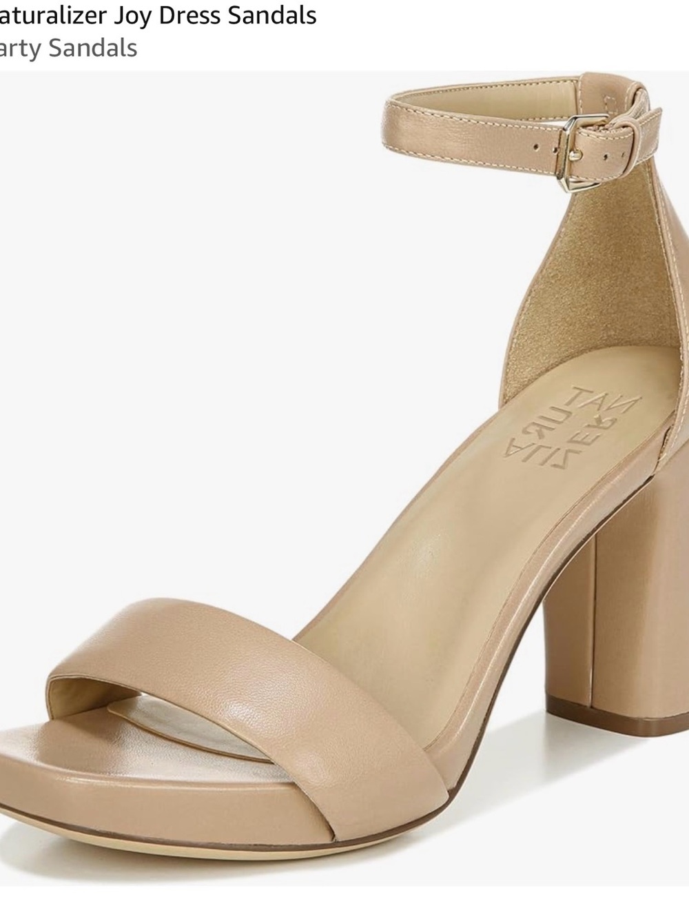 Naturalizer Nude Block Heel Sandals with Ankle Strap